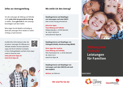 Deutsche PDF zum Thema Bildung und Teilhabe, Leistungen für Familien herunterladen